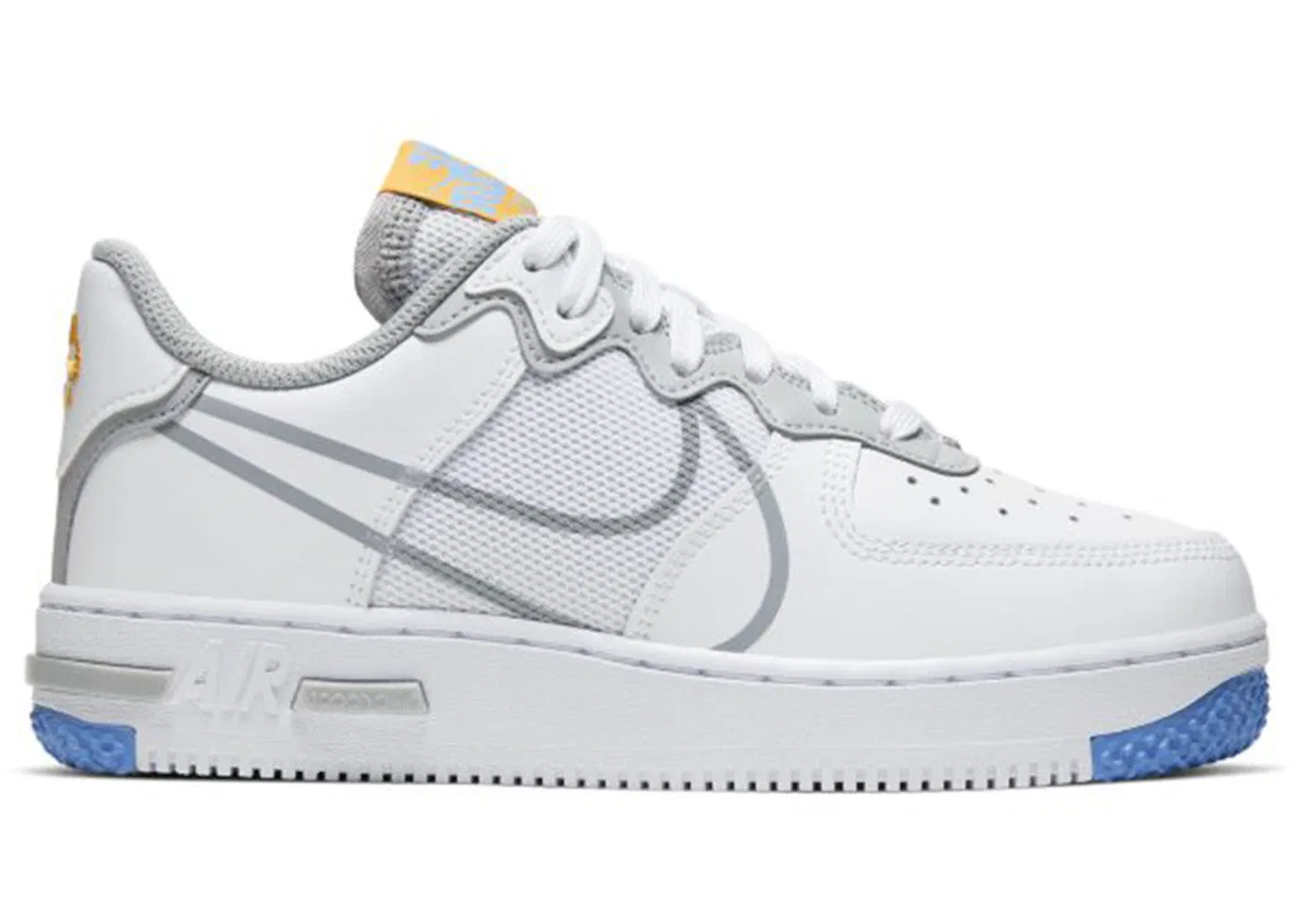 Детские кроссовки Lifestyle с технологией React Nike Air Force 1 Low React SU Nike, White/Light Smoke Grey