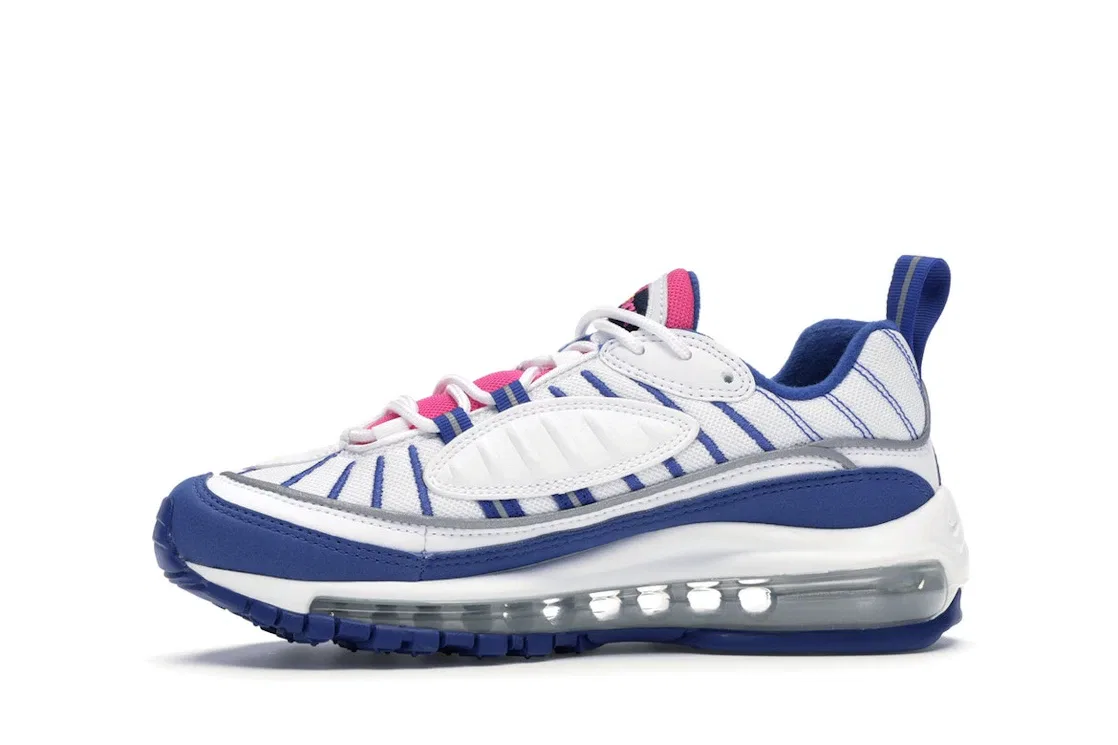 Детские кроссовки Lifestyle с сеткой Nike Air Max 98 Nike, White/Indigo Force-Laser Fuchsia-Amarillo — фото 3