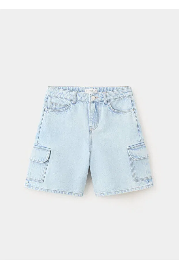 Детские шорты для мальчиков джинсовые с вышивкой Mango Kids, Light Blue