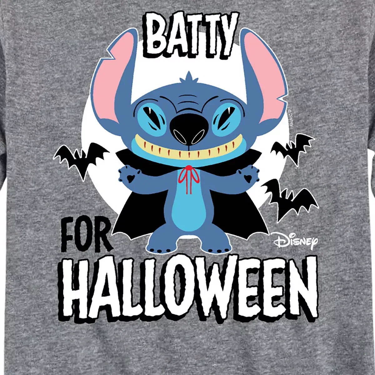 Детская футболка с длинным рукавом с принтом Lilo & Stitch Batty for Halloween Disney, Athletic Heather — фото 2