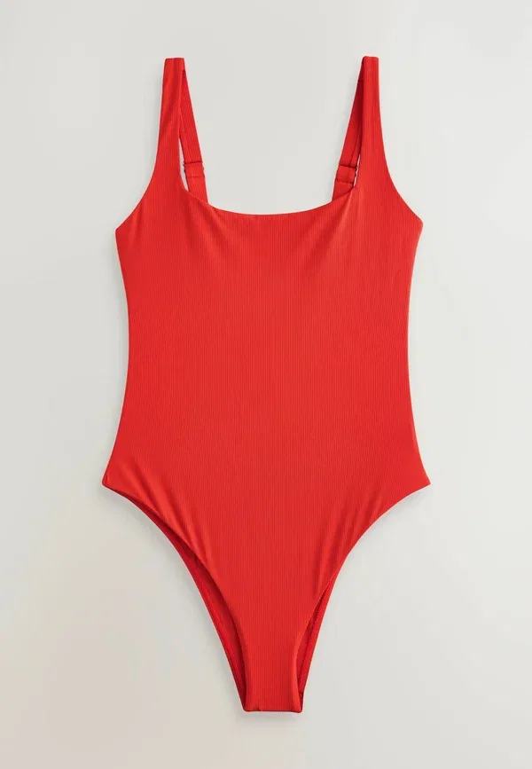 Купальник комплект из 3 шт, бесшовный, Regular fit - square neck swimsuits 3 pack, Next, красный, хаки, зеленый, черный, rib — фото 3