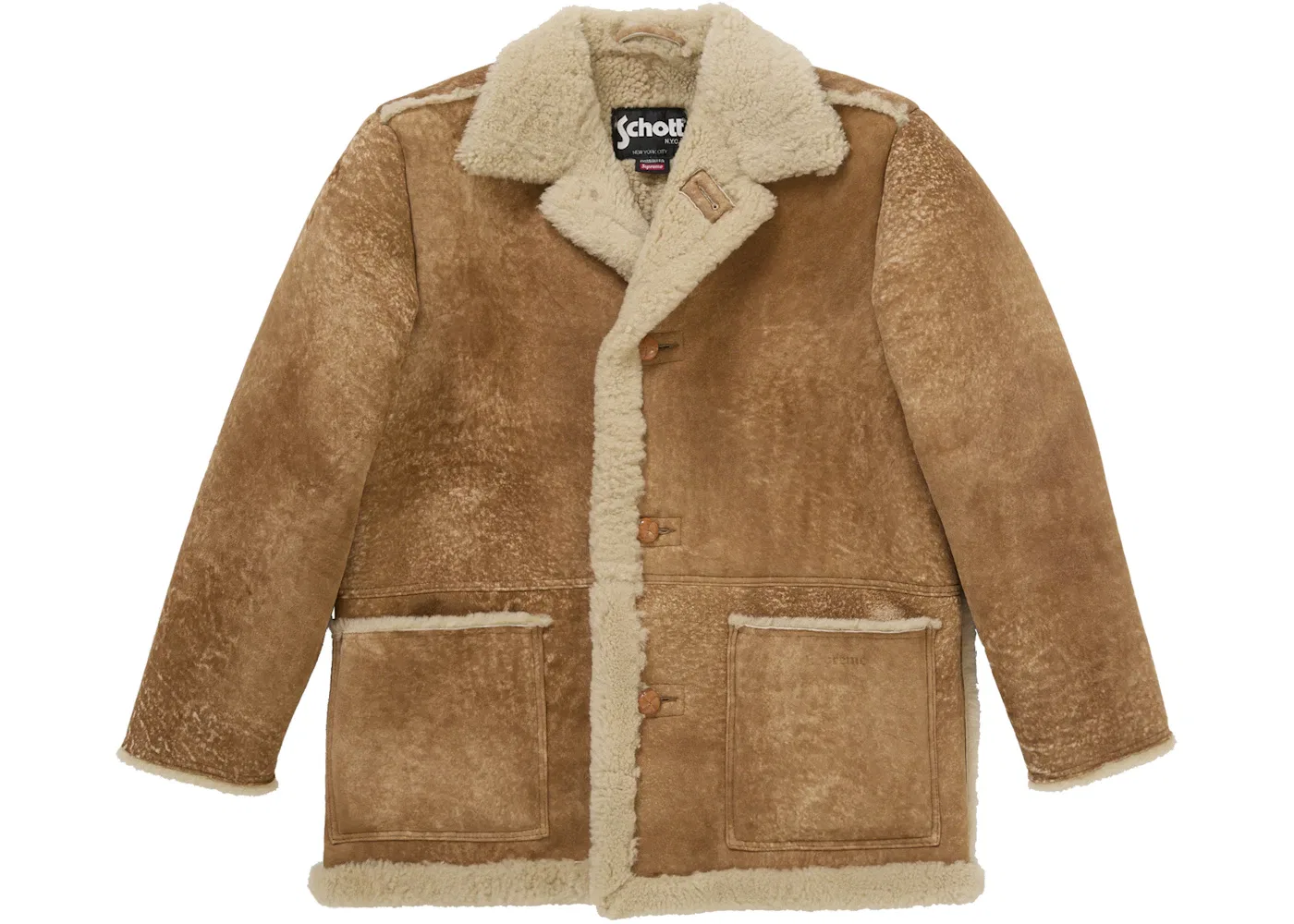 Мужское пальто из дубленой кожи с мехом овчины Supreme Coat, Tan