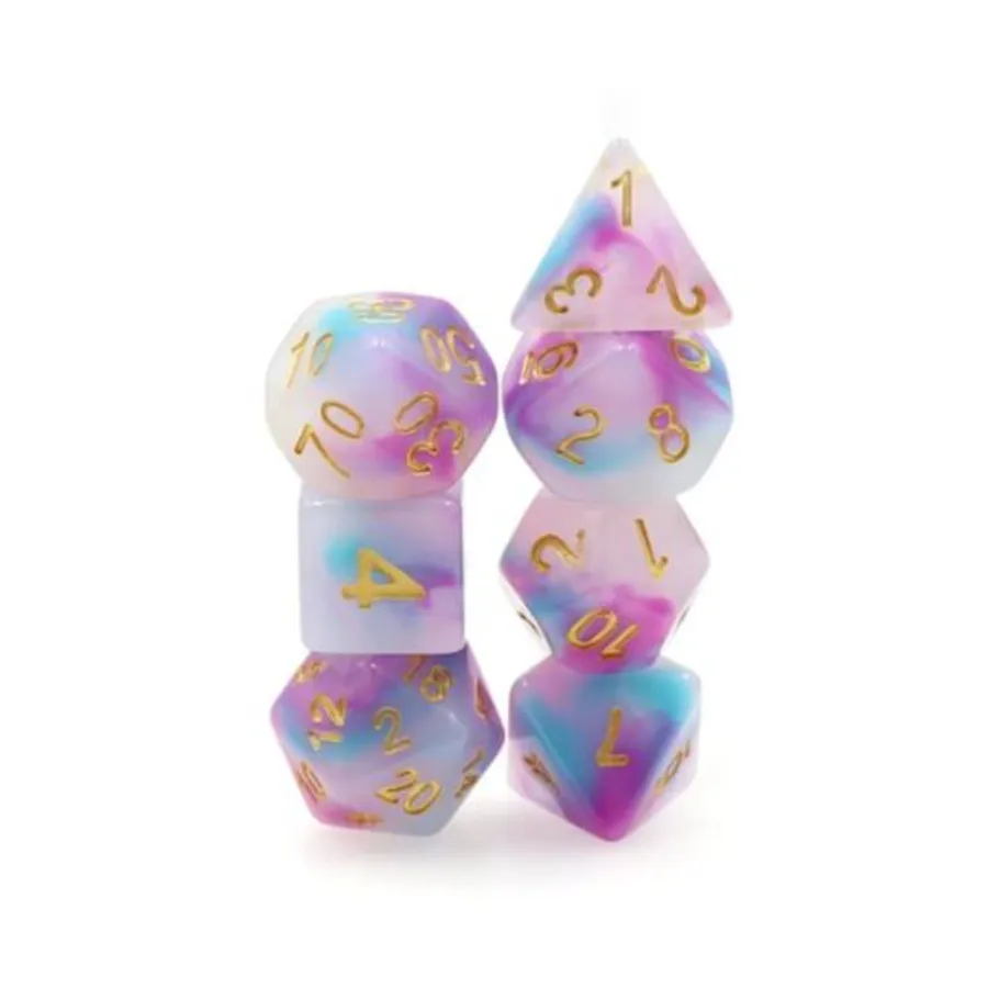 

Набор Poly — голубой и фиолетовый нефрит с золотом (7), Dice Sets - Resin/Acrylic - Blue, Green, & Purple (Foam Brain Games)