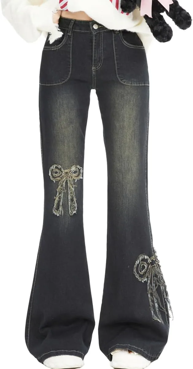 

Джинсы женские High Waisted с бантом и бахромой kakarin choyx