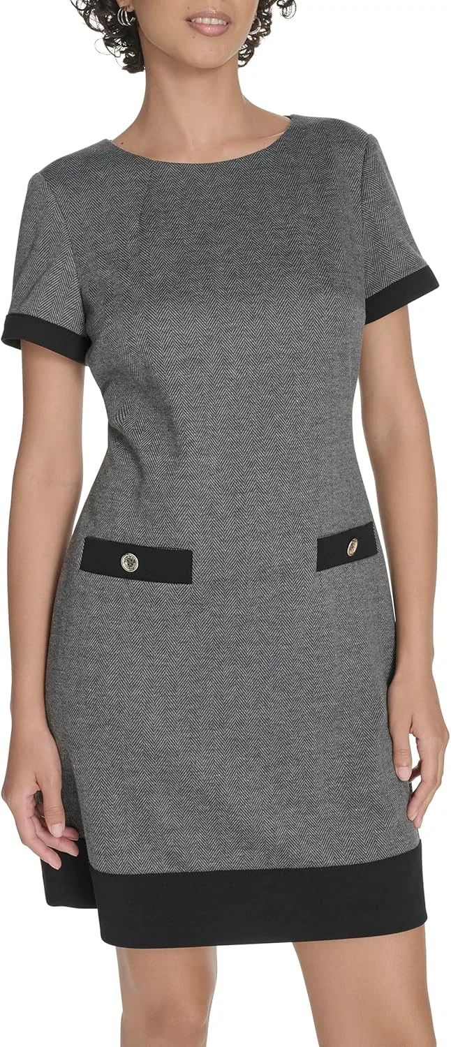 Женское шифт-платье с коротким рукавом Tommy Hilfiger, Black/Grey