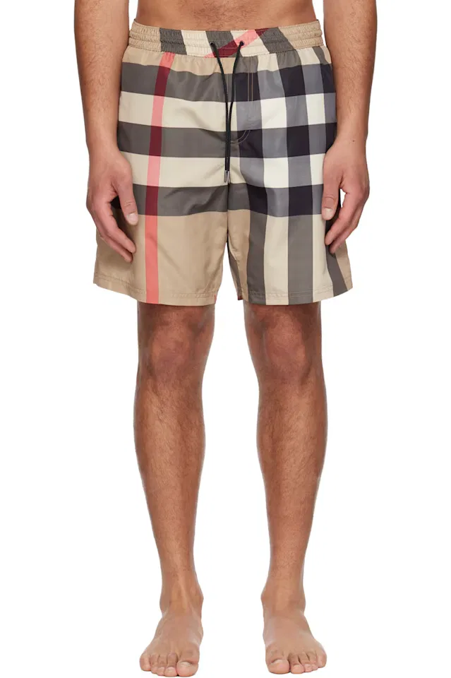 Плавки Guildes Burberry, клетчатый узор, бежевый