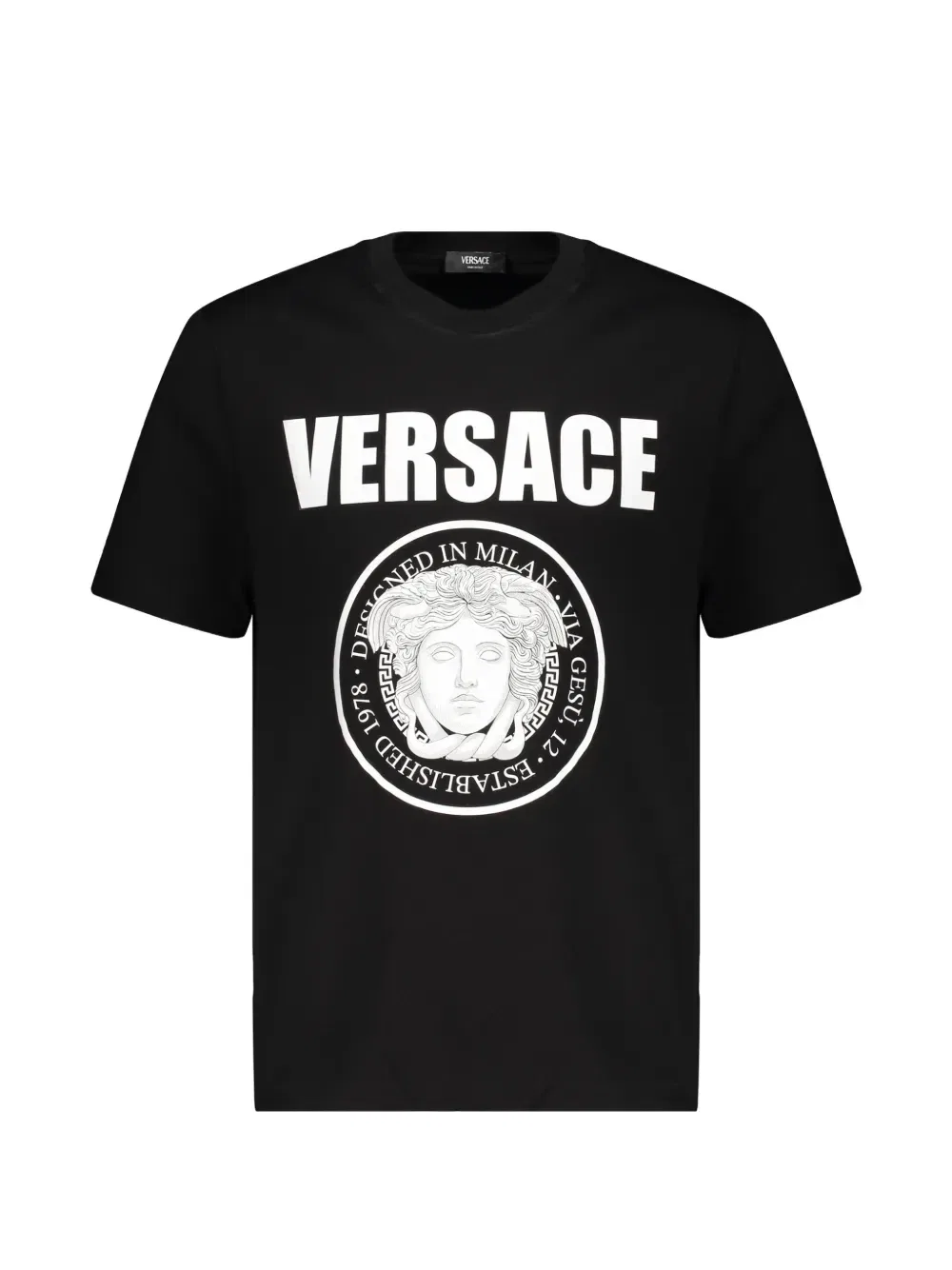 Футболка с принтом "Медуза" и логотипом Versace, черный