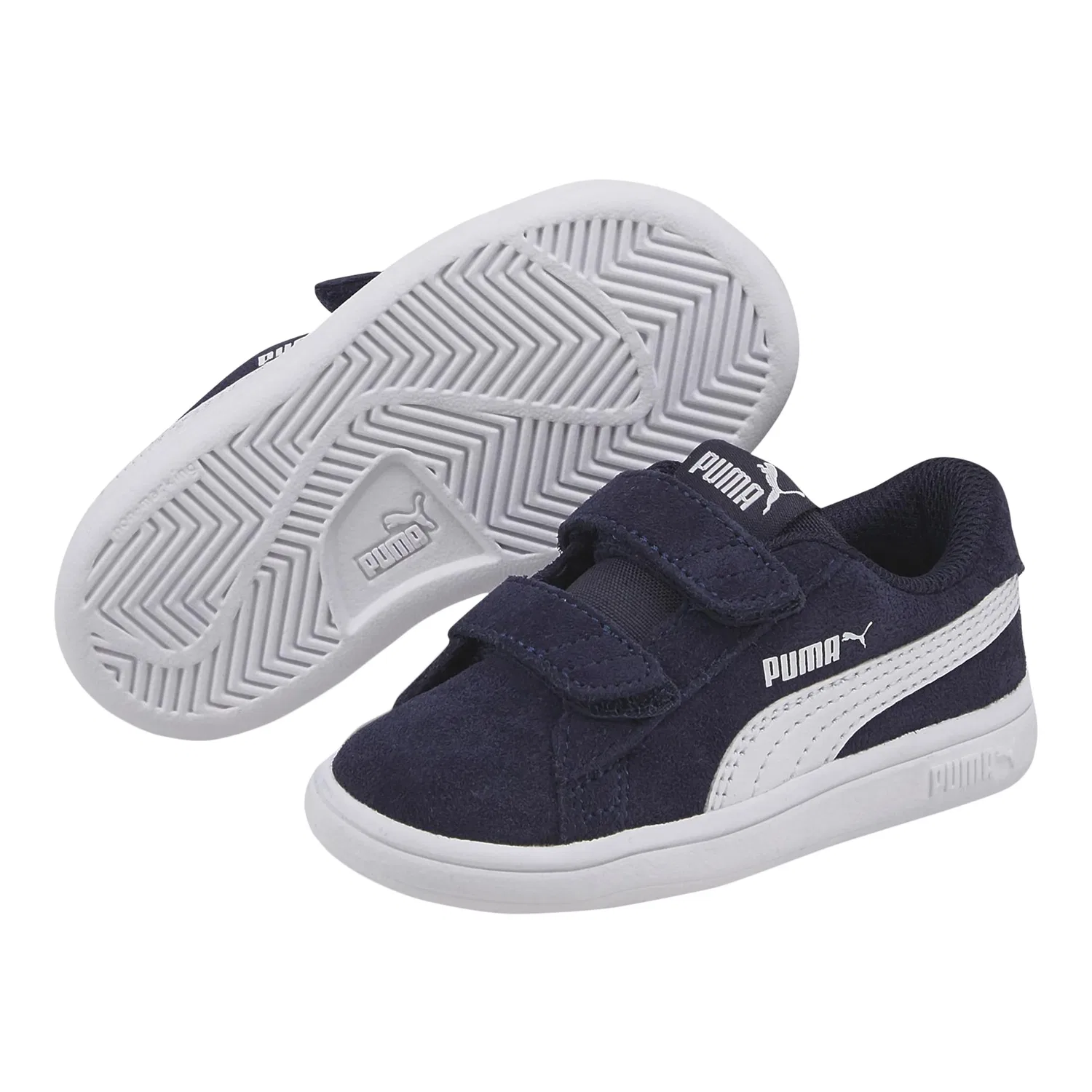 Кроссовки низкие детские из кожи Smash V2 SD Puma, синий — фото 3