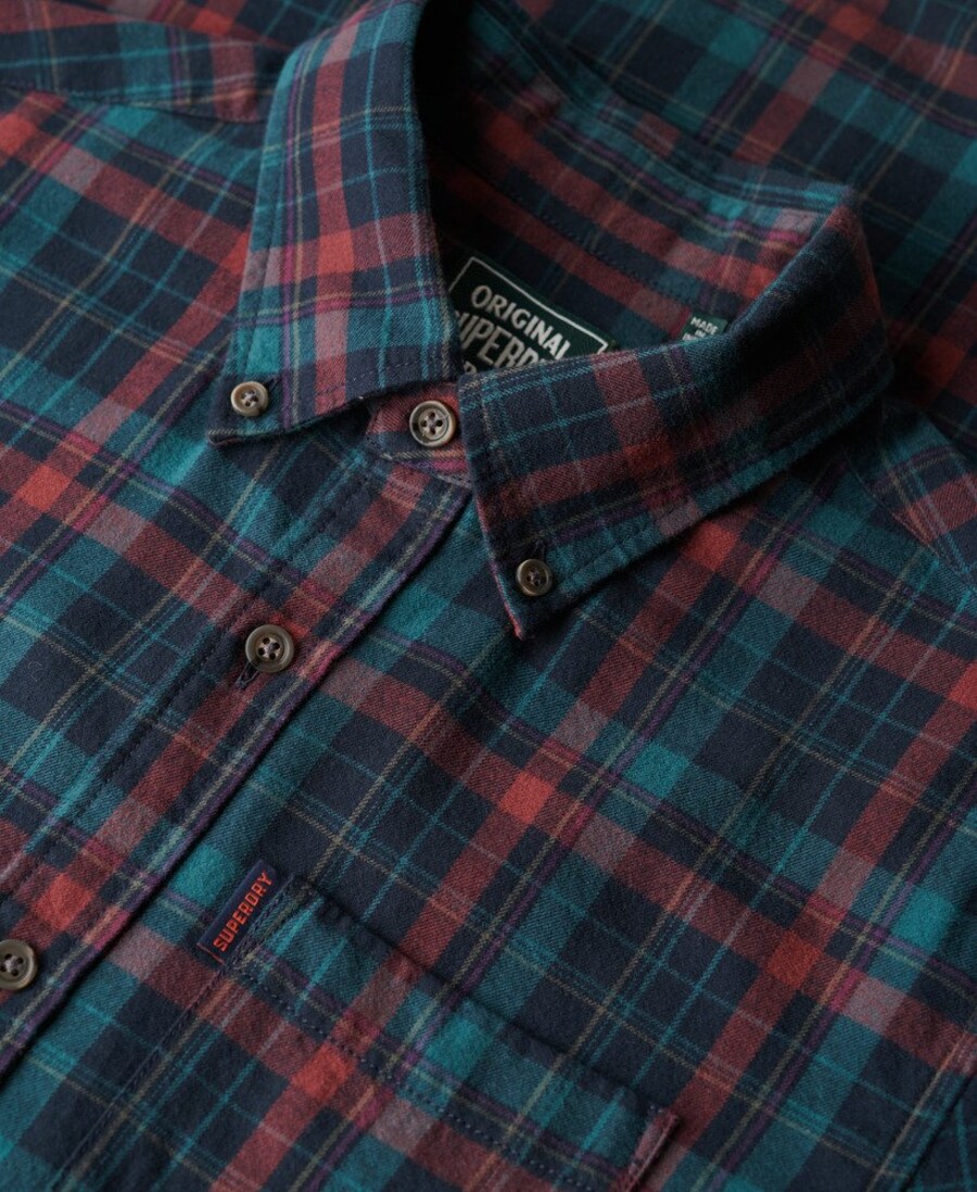 Клетчатая рубашка Superdry Regular fit Button Up Shirt, цвет green/red/black — фото 4