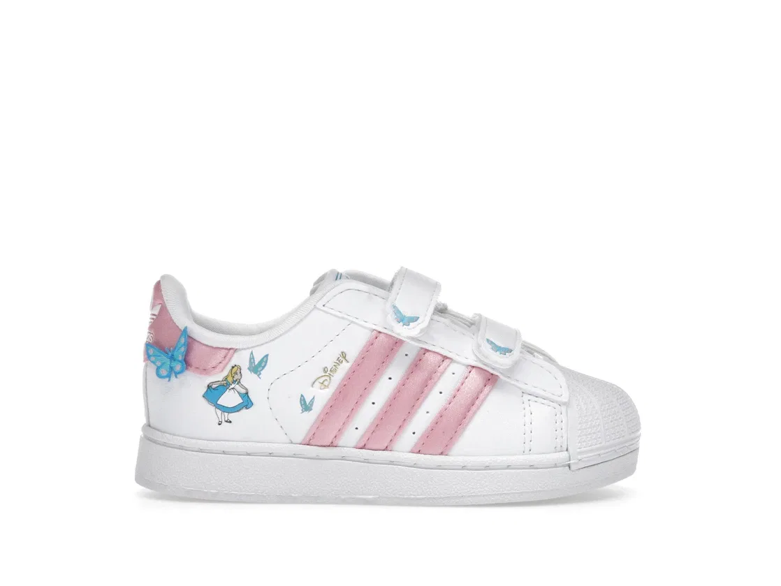 Детские кроссовки с застежкой-липучкой Adidas Superstar II Comfort Closure, Cloud White Light Pink Lucid Aquamarine