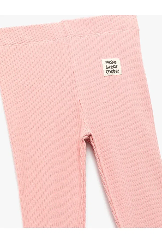Детские леггинсы для девочек хлопковые Ribbed cotton leggings with elastic waistband Koton, Rose — фото 3