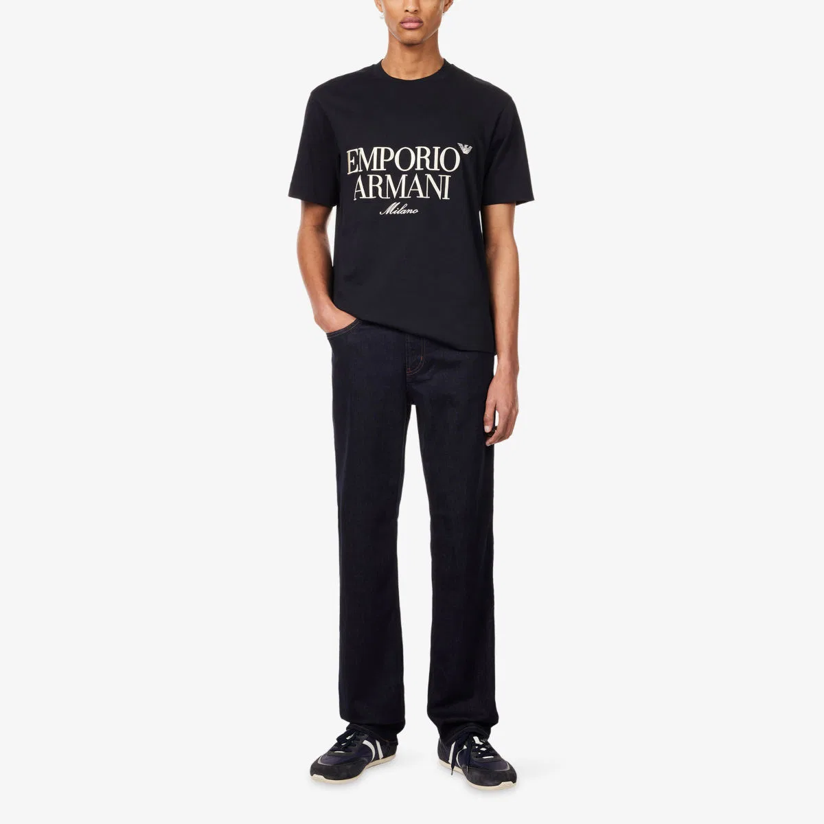 Джинсы прямого кроя J76 из эластичного денима Emporio Armani, синий — фото 2