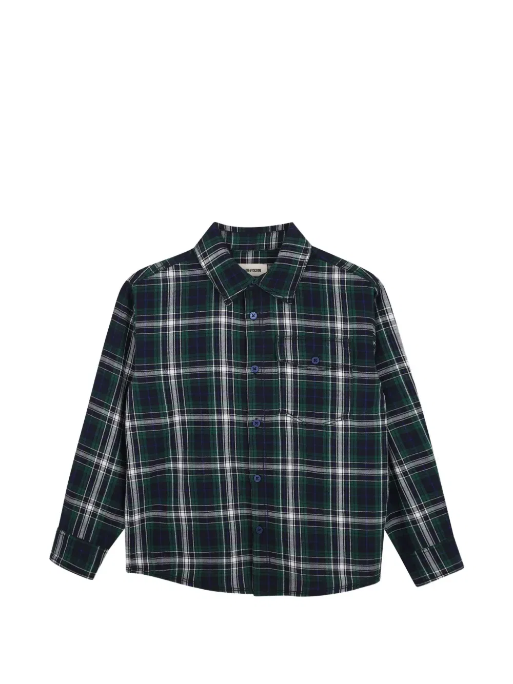 Рубашка в клетку тартан с логотипом Zadig & Voltaire Kids, зеленый
