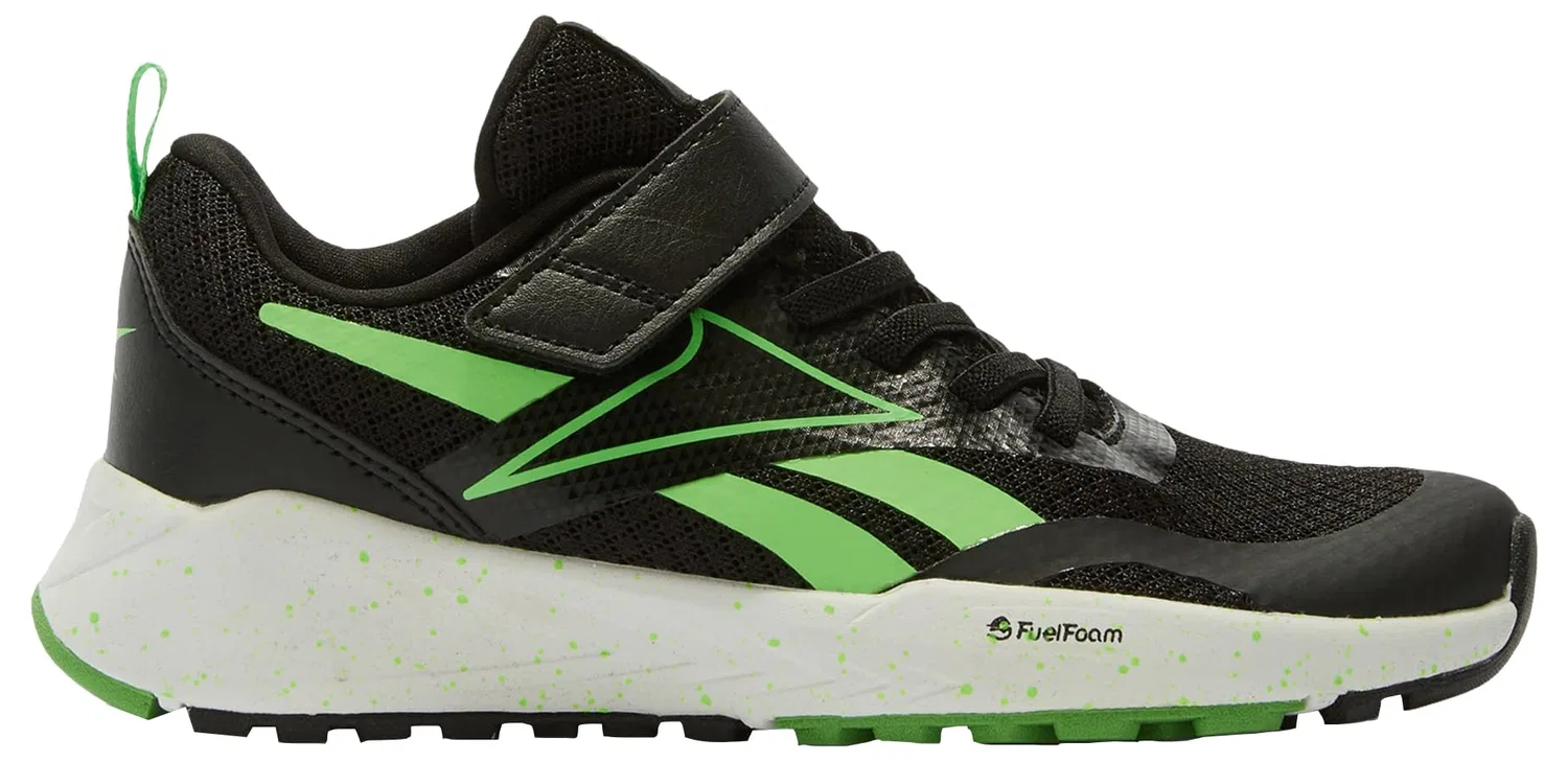 Детские кроссовки для мальчиков с эластичной шнуровкой Energen Run Elastic Lace & Top Strap Reebok, Black Solarlime Ftwrwhite