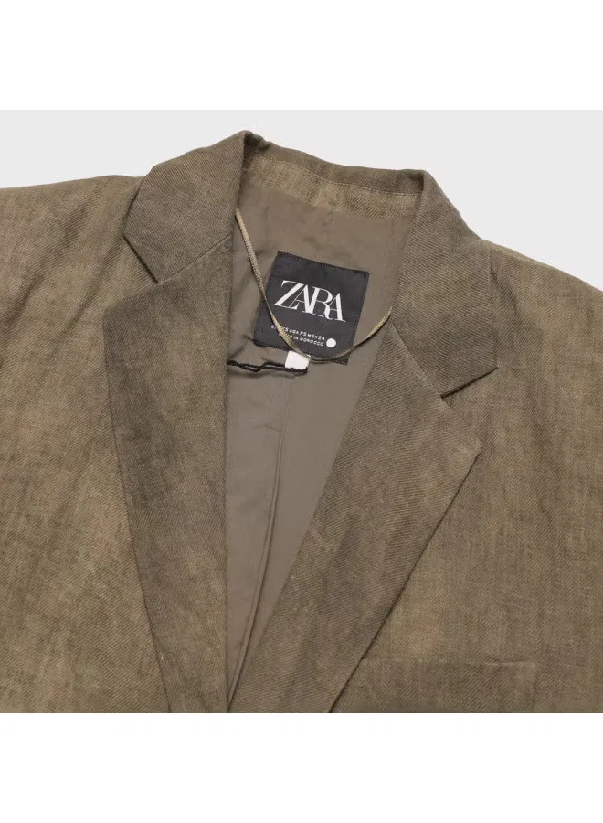 Куртка винтажная со средним рукавом Zara, зеленый — фото 4