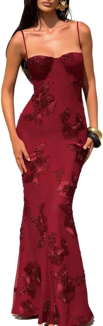 Женское облегающее платье с открытой спиной Halter Maxi, Burgundy
