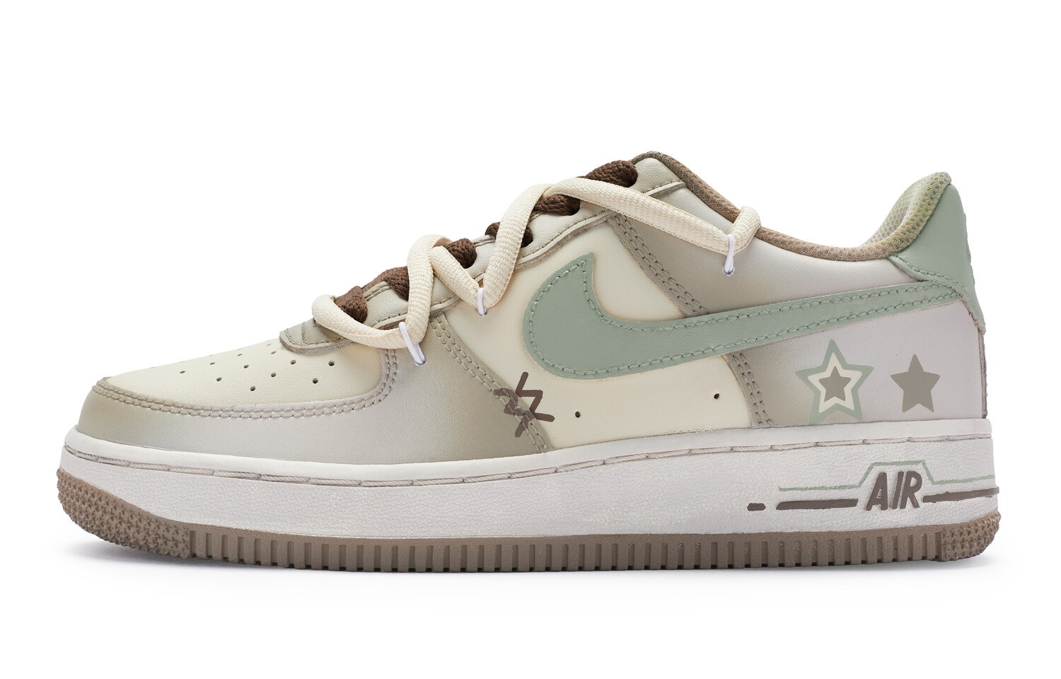 

Кроссовки Nike Air Force 1 Skateboard Shoes Women's Low-Top Beige Brown/White