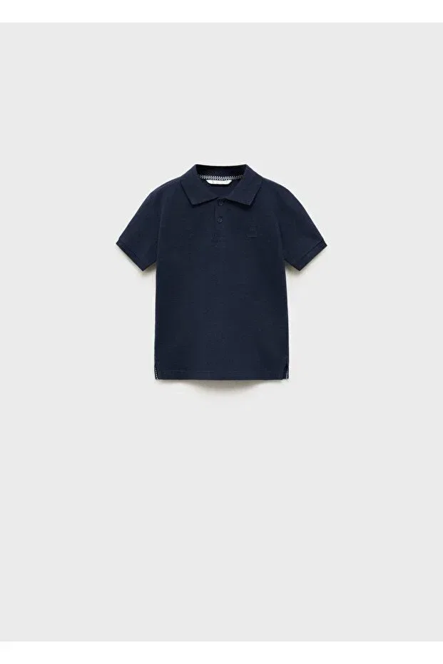 Детское поло из трикотажа с коротким рукавом Mango Baby, Navy Blue — фото 3
