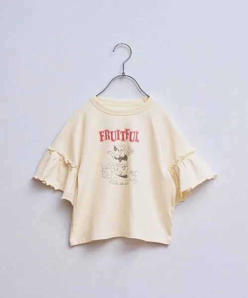 Детская футболка с коротким рукавом и фриллами LYKKE, Ivory