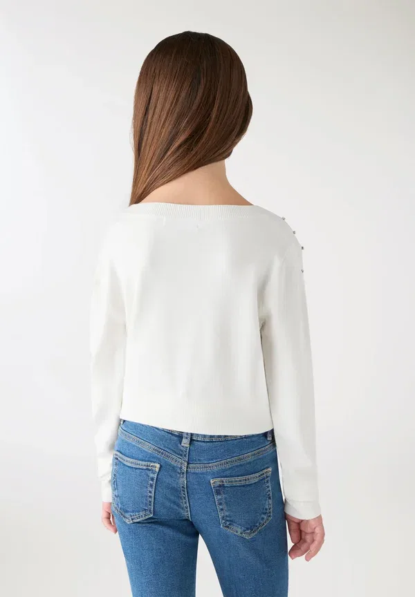 Свитшот с блестками Crop con applicazioni brillanti Terranova, Bianco Lana, белый — фото 3