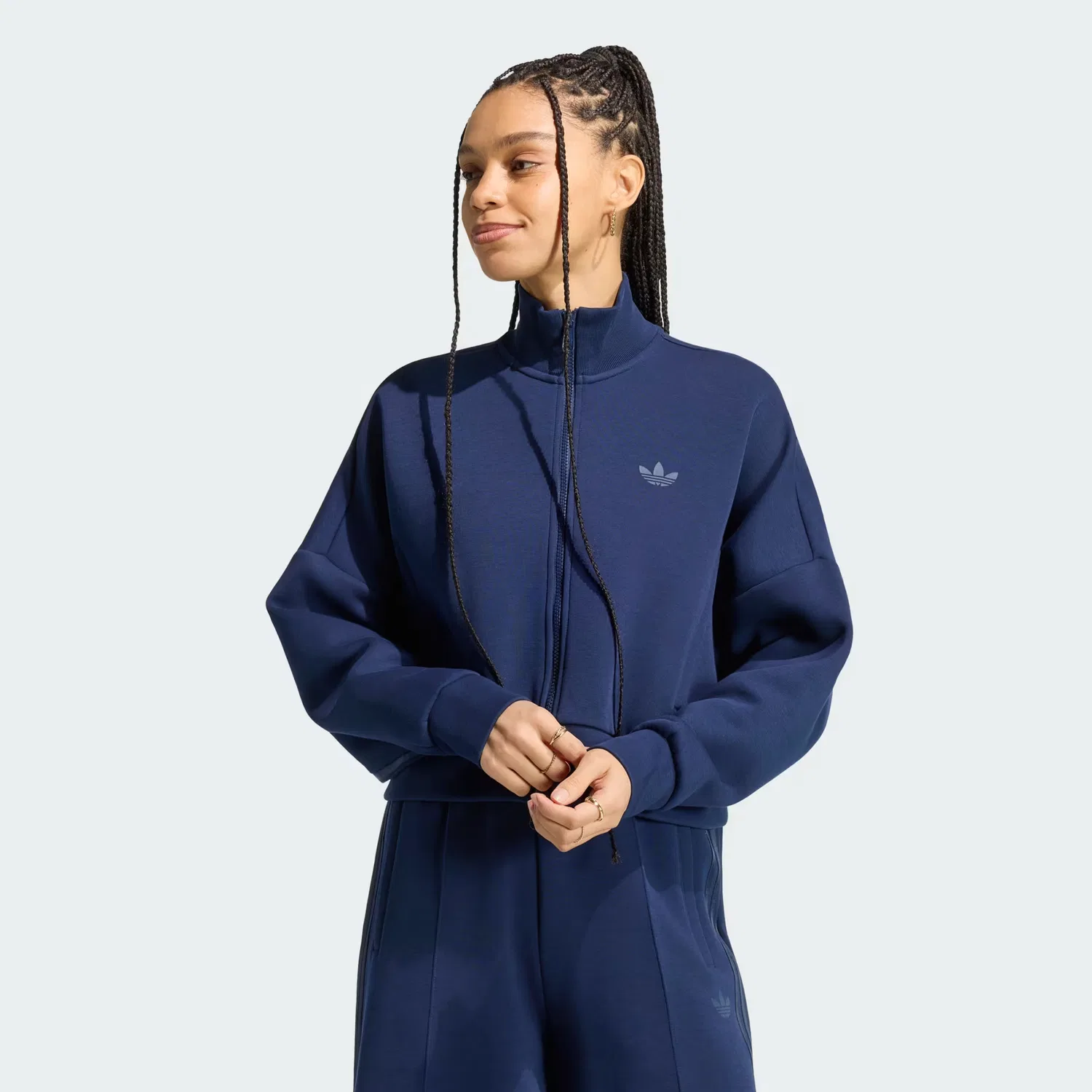 Женская олимпийка оверсайз Spacer Tracktop Adidas Originals, темно-синий