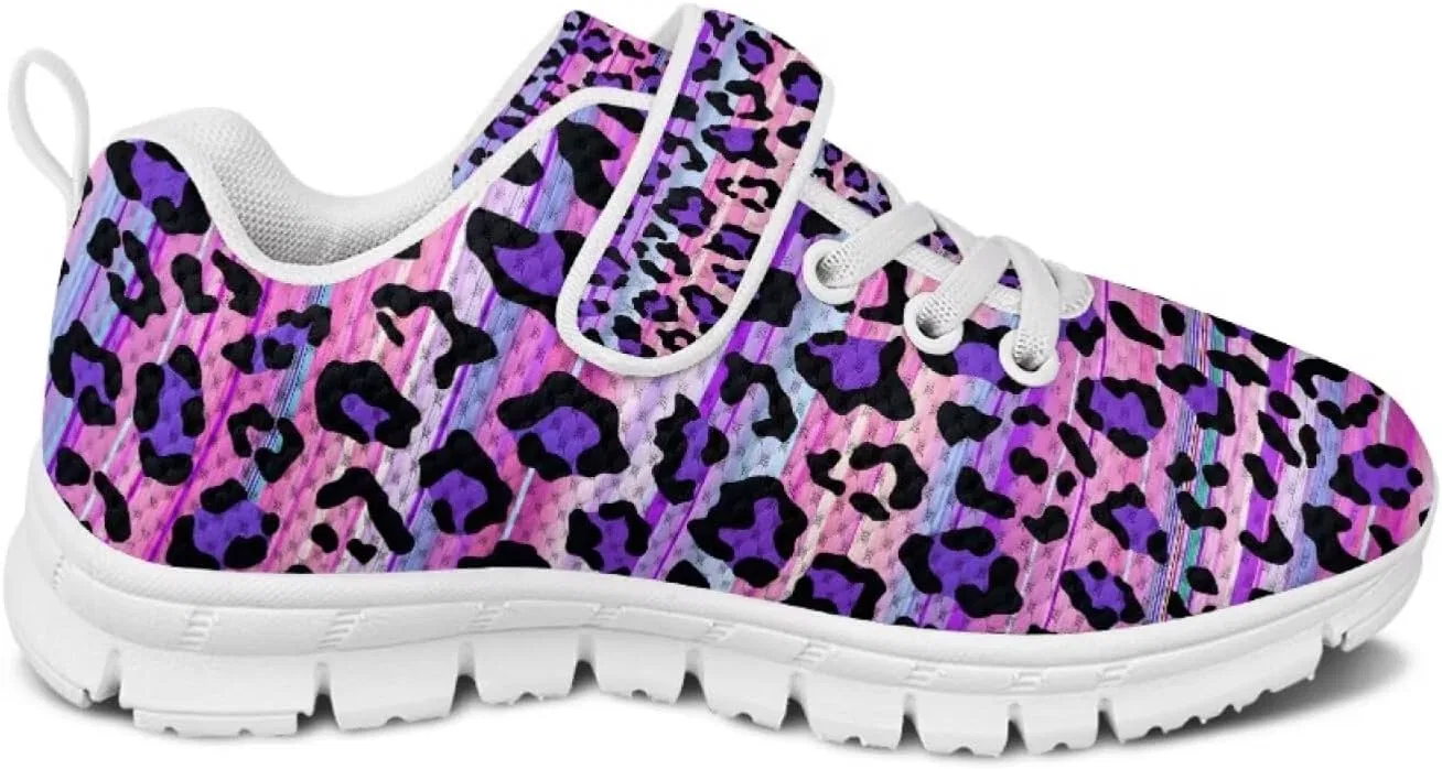 Детские кроссовки с принтом коровы Howilath, Purple Cheetah Print — фото 3
