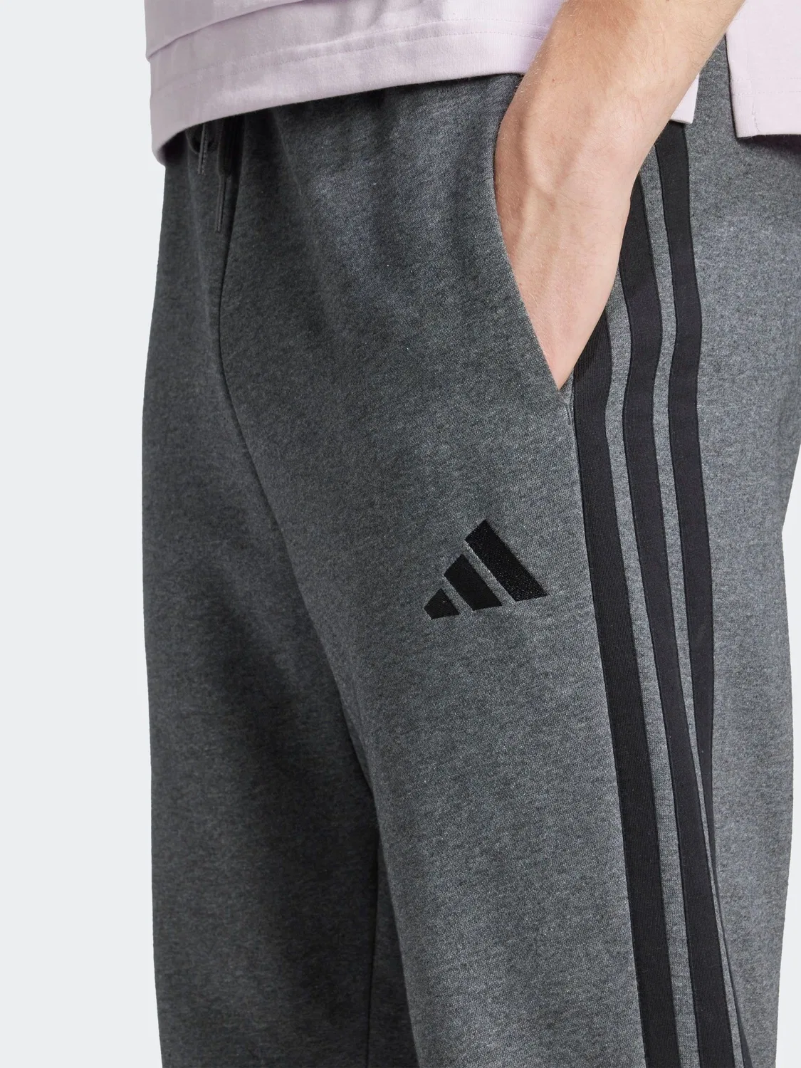 Джоггеры флисовые с лампасами adidas Essential, темно-серый — фото 4