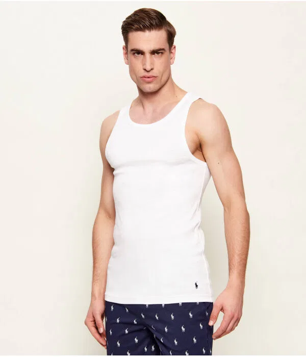 Комплект из 2 облегающих маек Polo Ralph Lauren, белый — фото 3