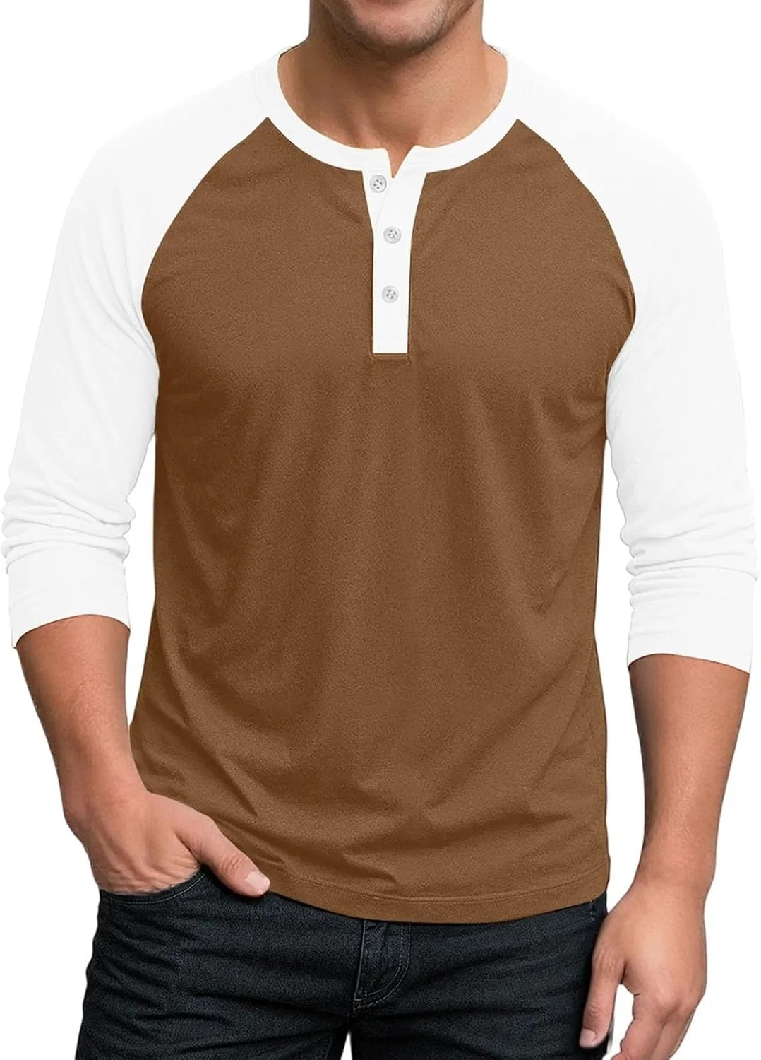 Мужская бейсбольная футболка с длинным рукавом Casual, Brown