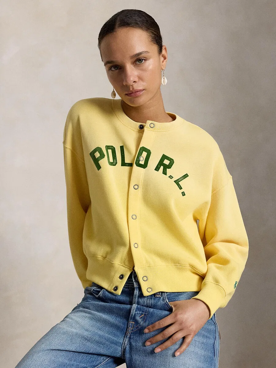 Худи на молнии Polo Ralph Lauren светло-желтого цвета — фото 4