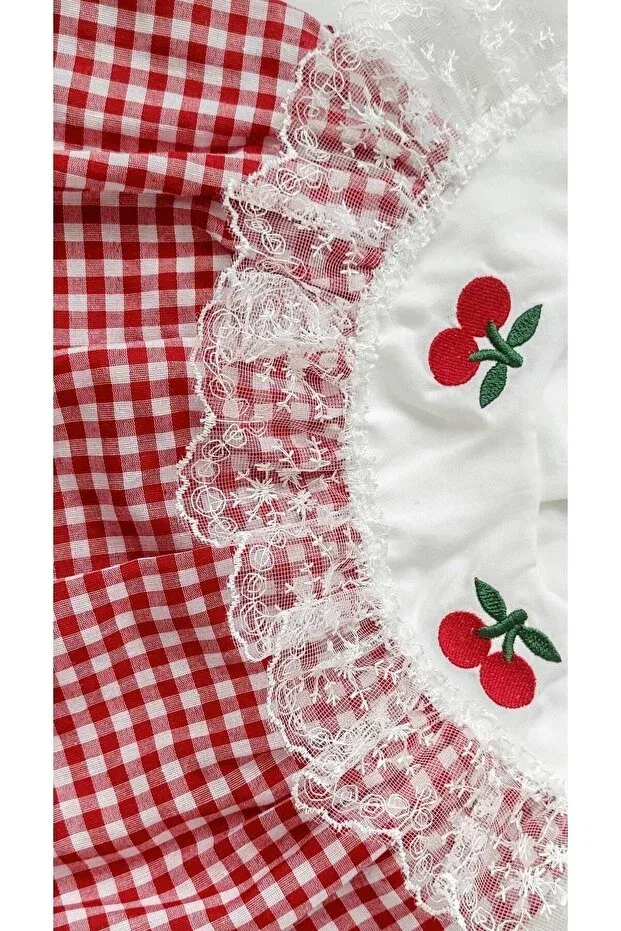 Детское платье для девочек с коротким рукавом Petekıds, Red Gingham — фото 3
