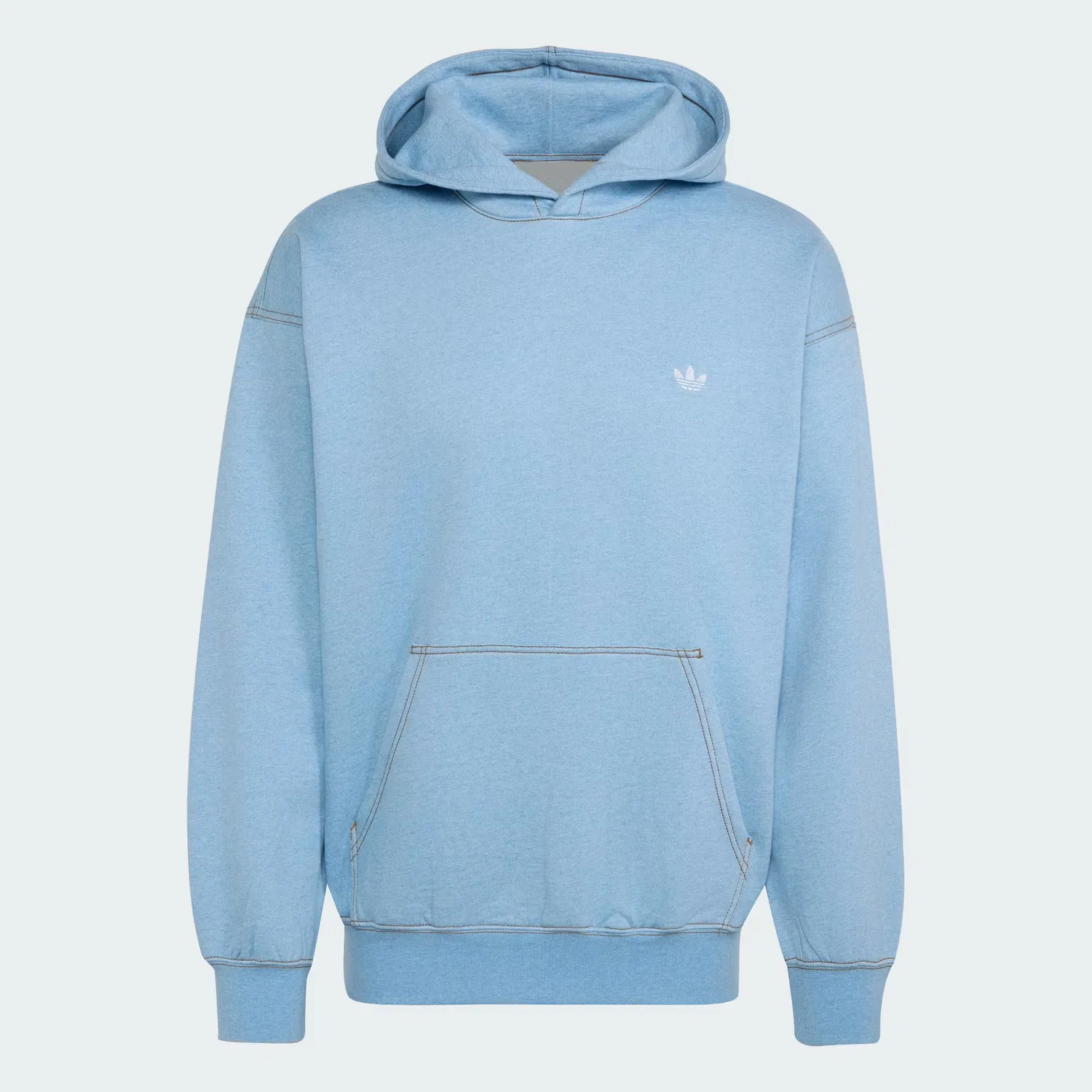 Мужское худи свободного кроя Trefoil Essentials Melange adidas Originals, светло-синий меланж — фото 4