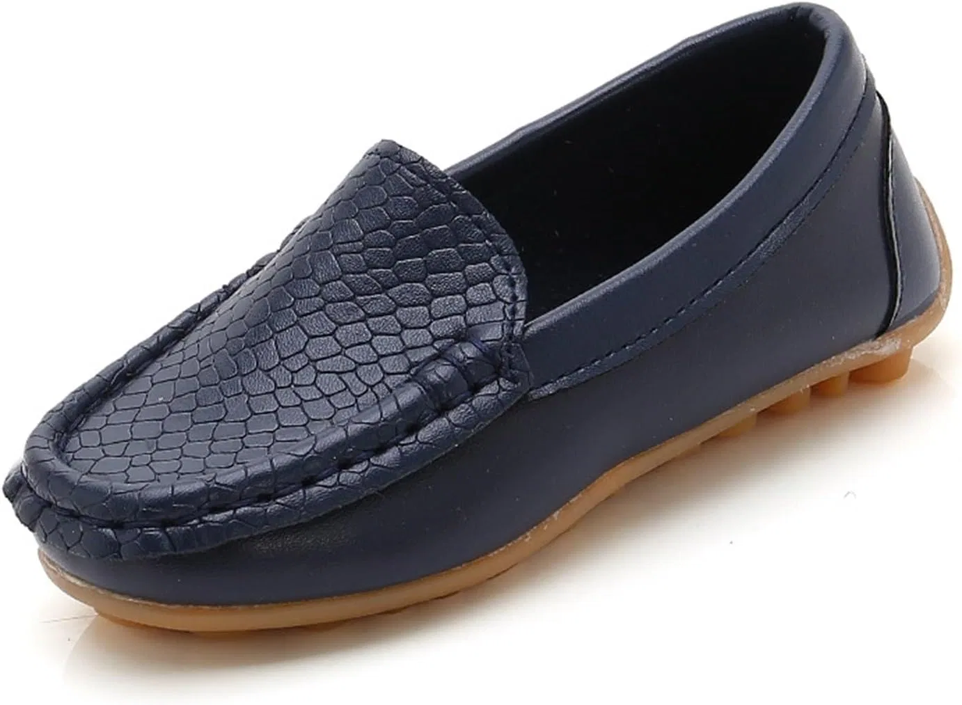 Детские мокасины на плоской подошве с текстурой Boys Girls Leather Loafers, Navy
