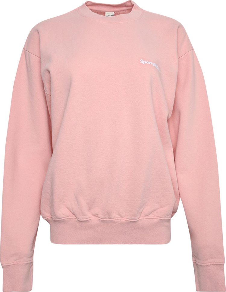 Толстовка Sporty & Rich Serif Embroidered Crewneck 'Rose', розовый - фото