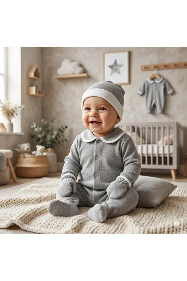 Детский комплект 3-предметный хлопковый Basics Jijek Baby Kids, Gray