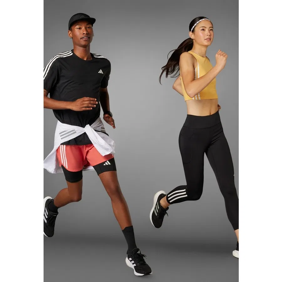Леггинсы спортивные с принтом 7/8 adidas DailyRun 3-Stripes, Черный — фото 4