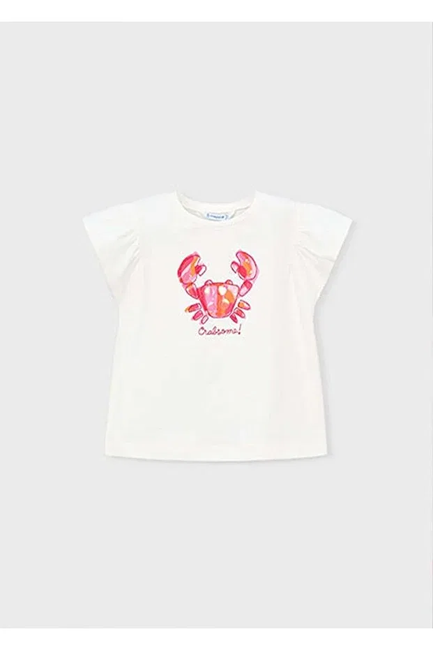 Детская футболка для девочек с принтом Summer Girl's Printed T-Shirt Mayoral, Ecru