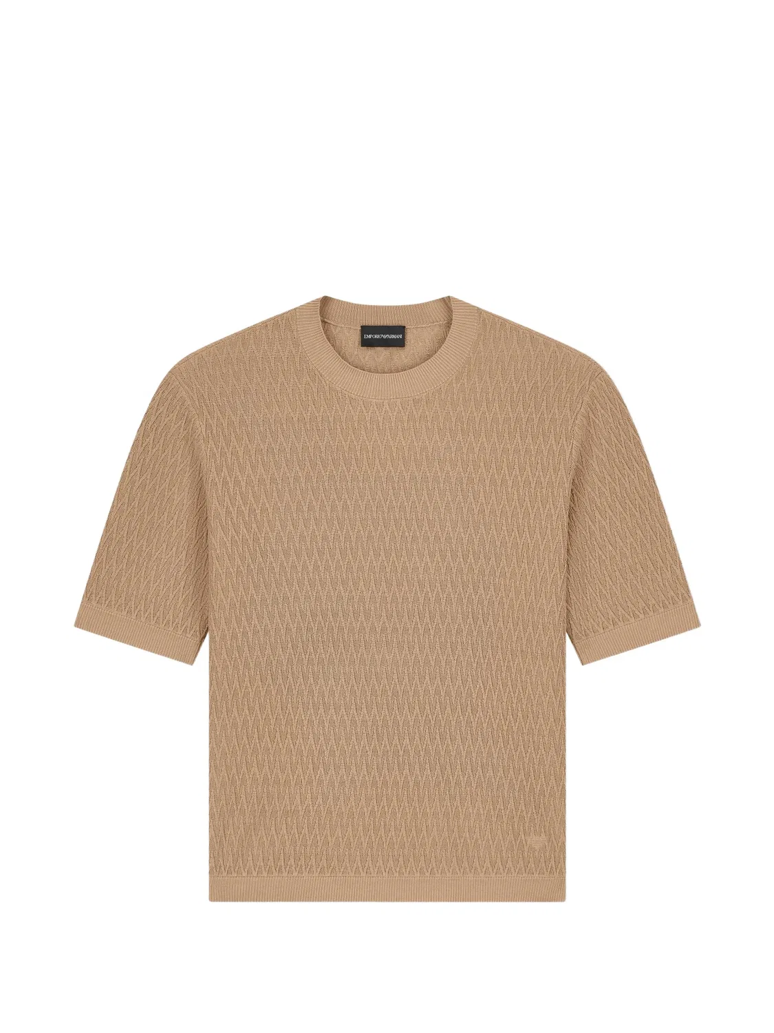Свитер с коротким рукавом, текстурный хлопок Emporio Armani, нейтральные