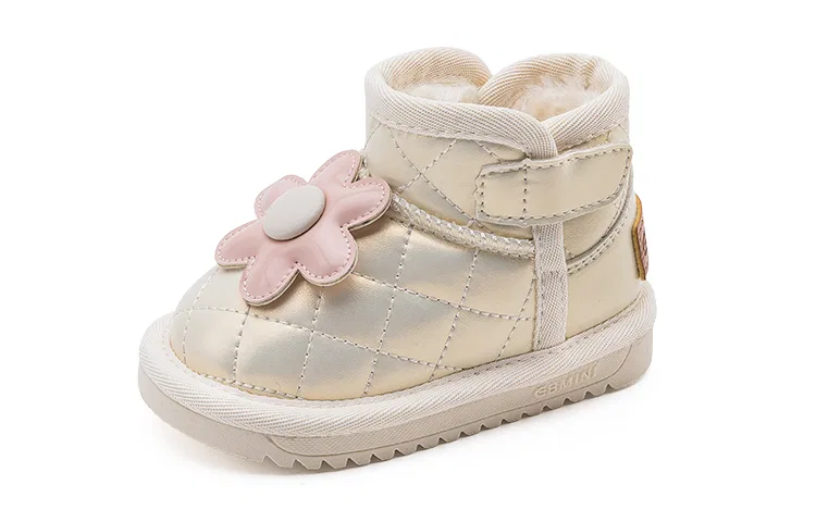 Детские снежные ботинки с цветочным принтом EBMINI, Beige — фото 3