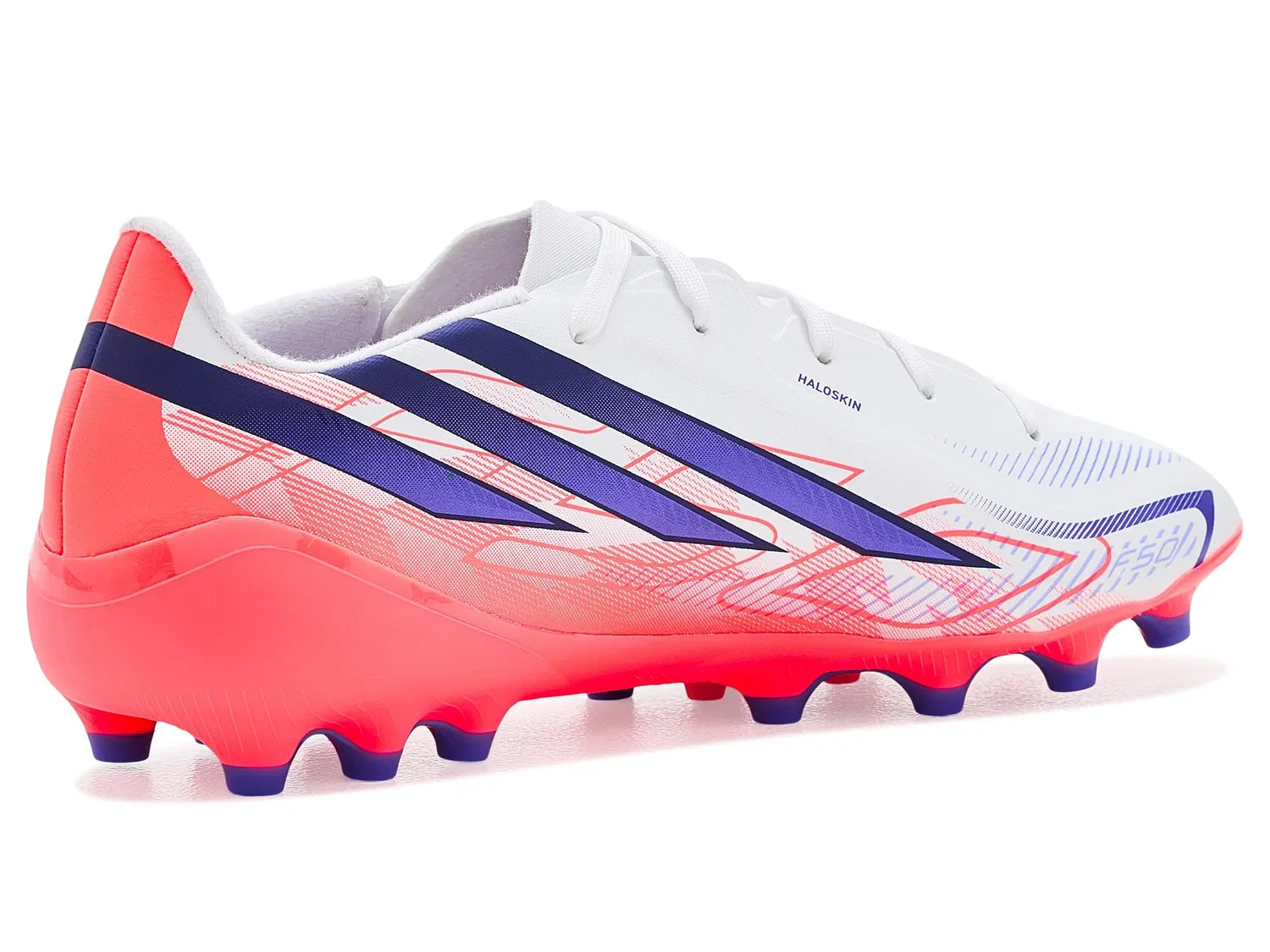 Бутсы F50 Hyperfast League Artificial Ground (для маленьких и больших детей) Adidas Kids, White/Solar Purple/Solar Turbo — фото 4