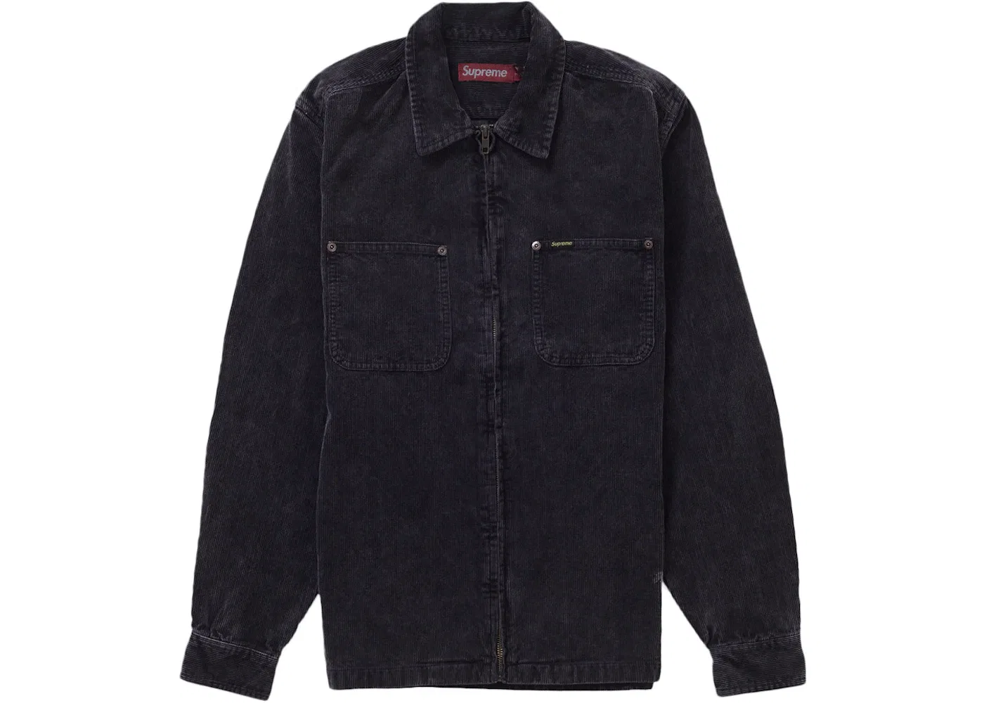 Мужская рубашка из вельвета с молнией Supreme, Black