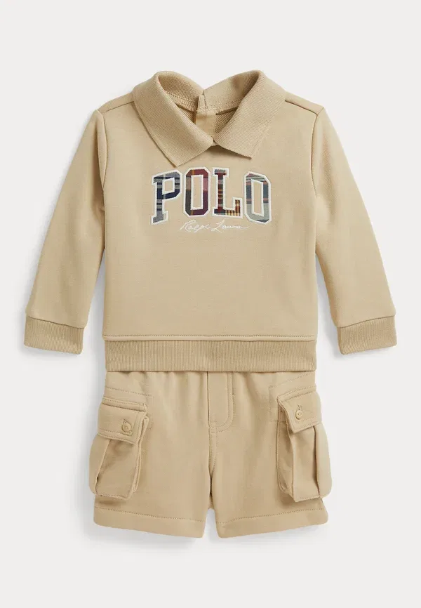 Комплект из худи и шорт хлопковый Madras-logo terry sweatshirt & short set Polo Ralph Lauren, Tallow Cream