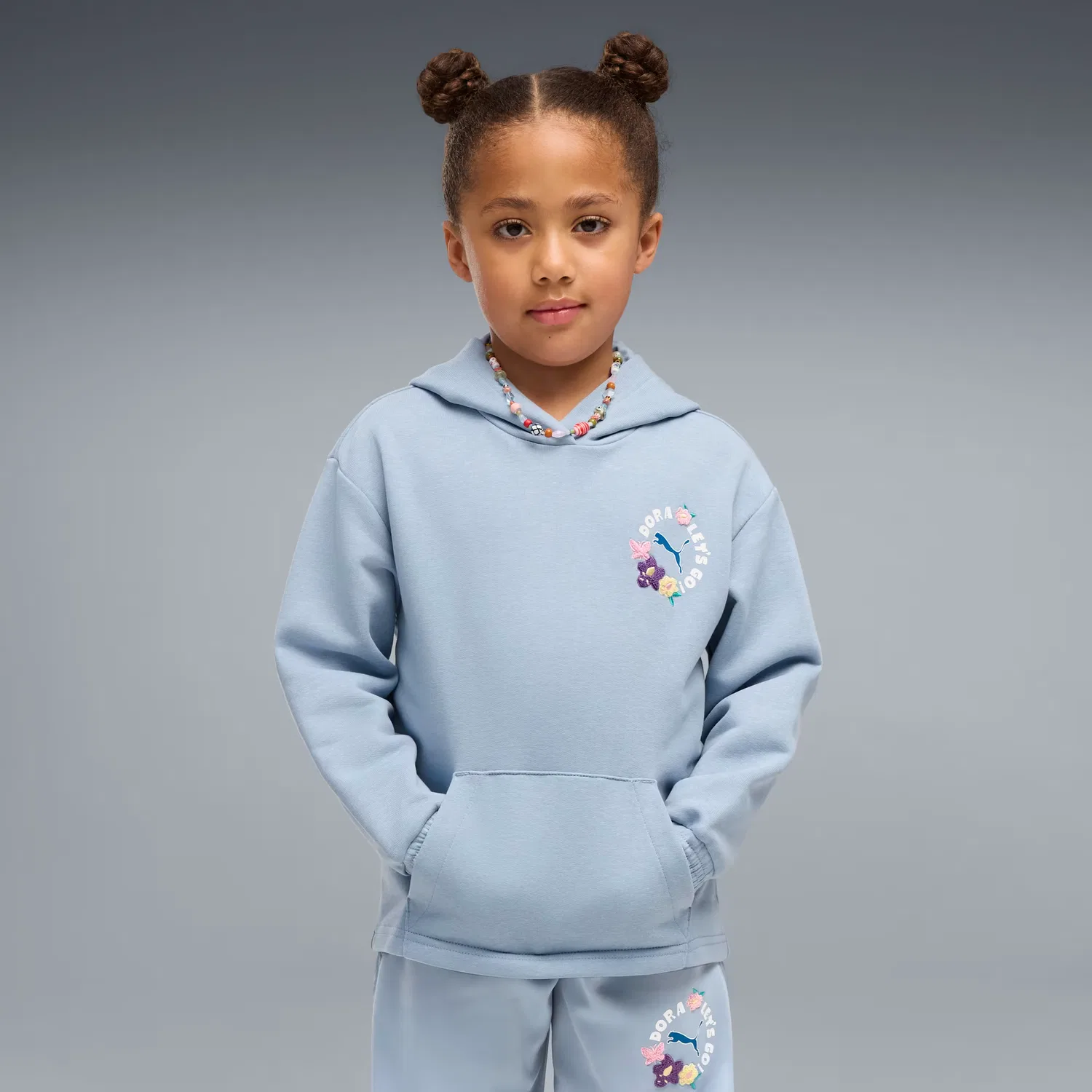 Детская свободная толстовка с капюшоном Puma X Dora The Explorer, Chambray Blue