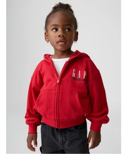 Детское худи на молнии с принтом Vintage Soft French Terry GAP, Red
