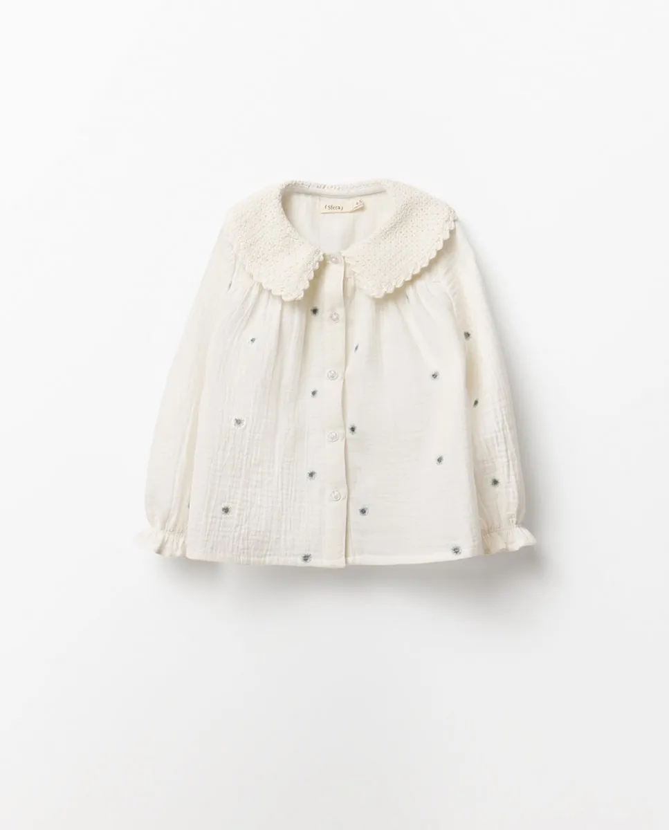 

Блузка из бамбула с вышивкой Sfera, светло-бежевый