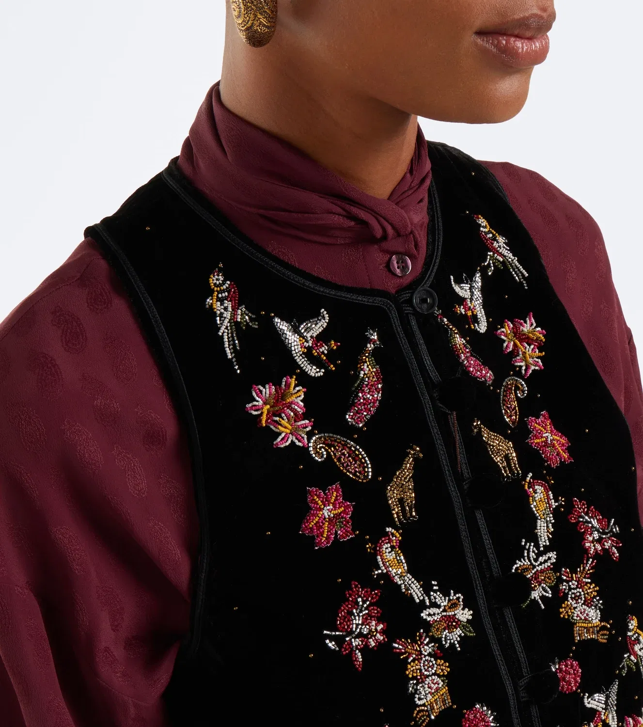 Жилет из бархата с бисером Etro, черный — фото 3