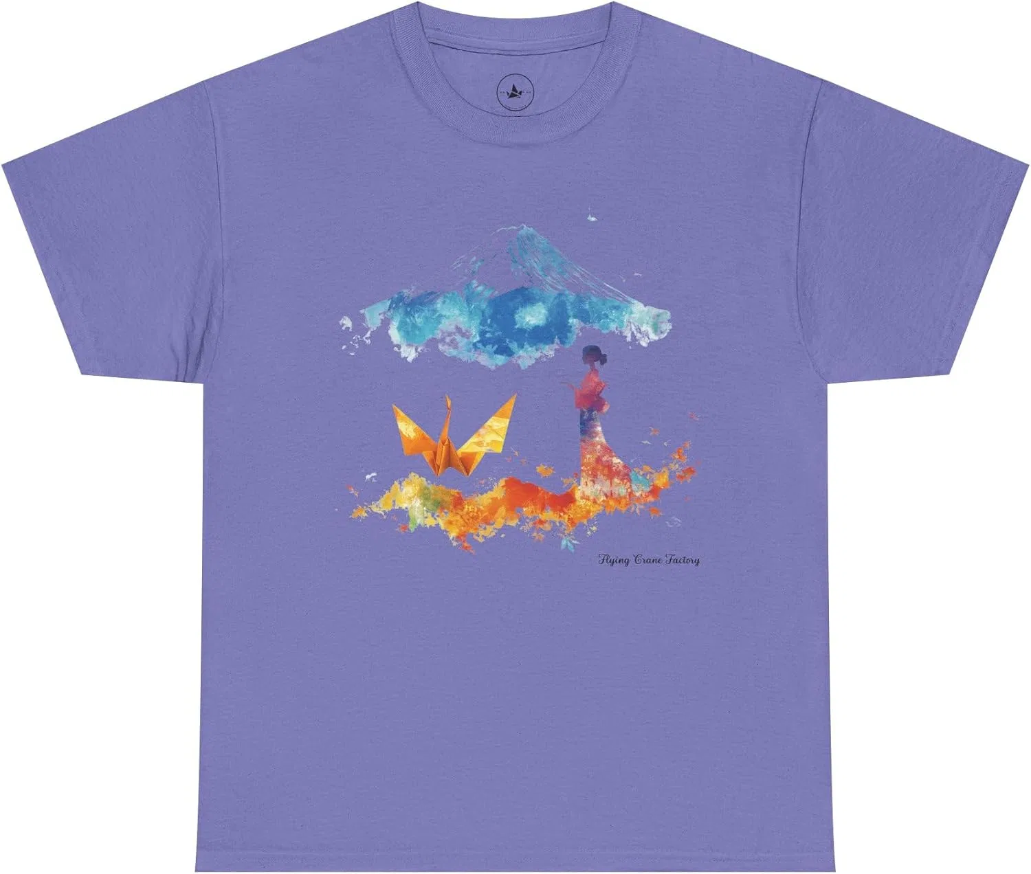 Мужская футболка с дизайном оригами-журавля Gildan, Violet