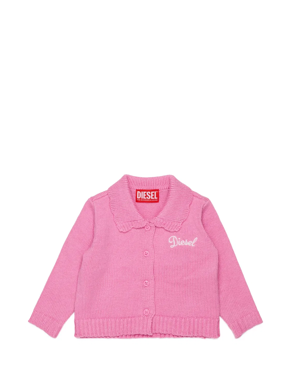 Кардиган с фестонами и вышитым логотипом Diesel Kids, розовый