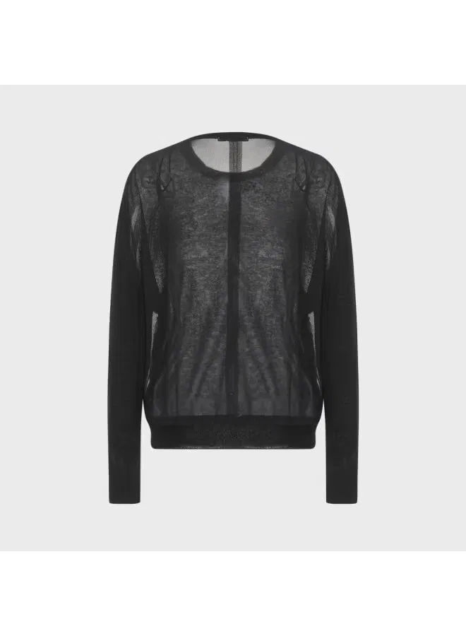 Свитер свободный с круглым выворотом Zara, черный — фото 4