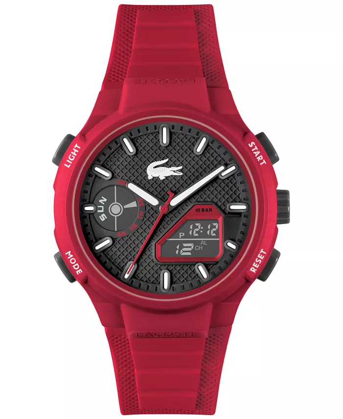 

Мужские часы LC33 с красным силиконовым ремешком, 45 мм Lacoste